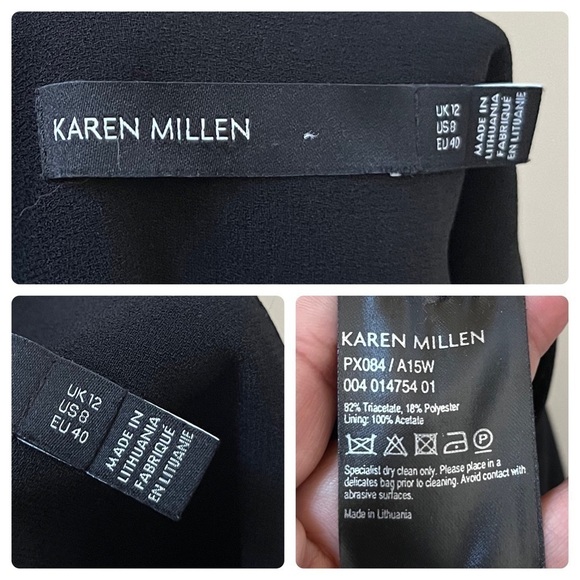 Karen Millen Black Wide Leg Side Zipper Pocket Work Pant Size 8 (M) - Picture 7 of 8